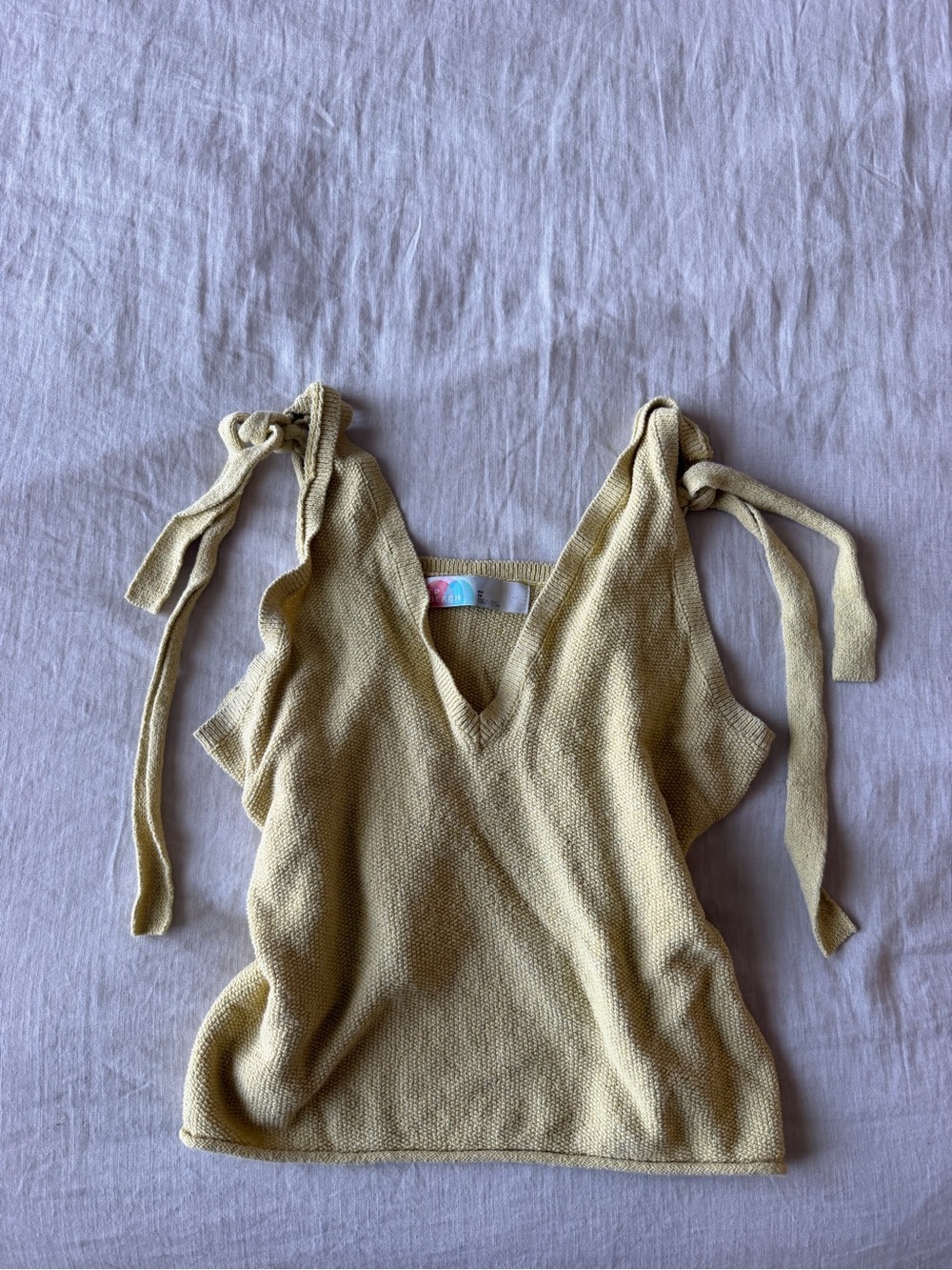 FP Beach Knit Tie-Shoulder V-Neck Tank Top